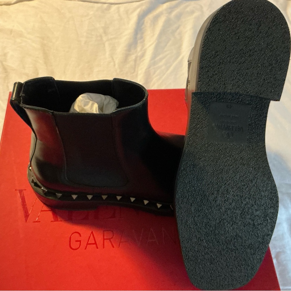 Valentino Men's Black Studded Leather Boots - Picture 6 of 7